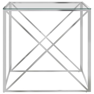 vidaXL Salongbord sølv 55x55x55 cm rustfritt stål og glass