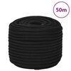 vidaXL Arbeidstau svart 12 mm 50 m polyester