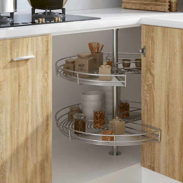 vidaXL Kurvskuffer 2 etasjer sølv 270 grader 71x71x80 cm