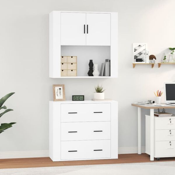 vidaXL Highboard hvit konstruert tre