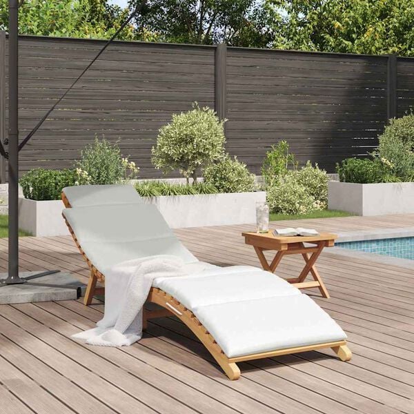 vidaXL Solstol med pute Kremhvit 188 x 55 x 59 cm Heltre teak