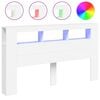 vidaXL Sengegavl med LED hvit 180x18,5x103,5 cm konstruert tre