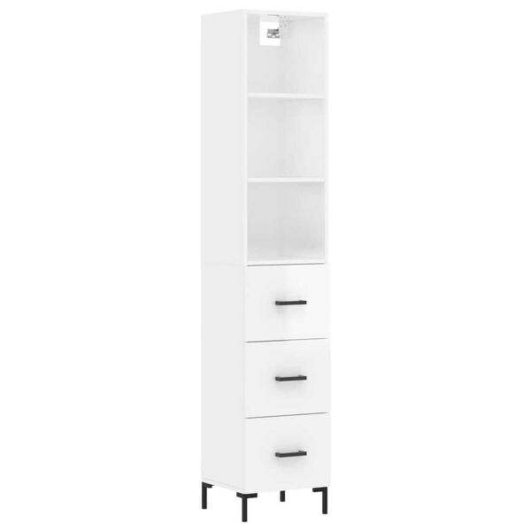 vidaXL Highboard h&oslash;yglans hvit 34,5x34x180 cm konstruert tre