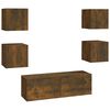 vidaXL Veggmontert TV-benksett r&oslash;kt eik konstruert tre