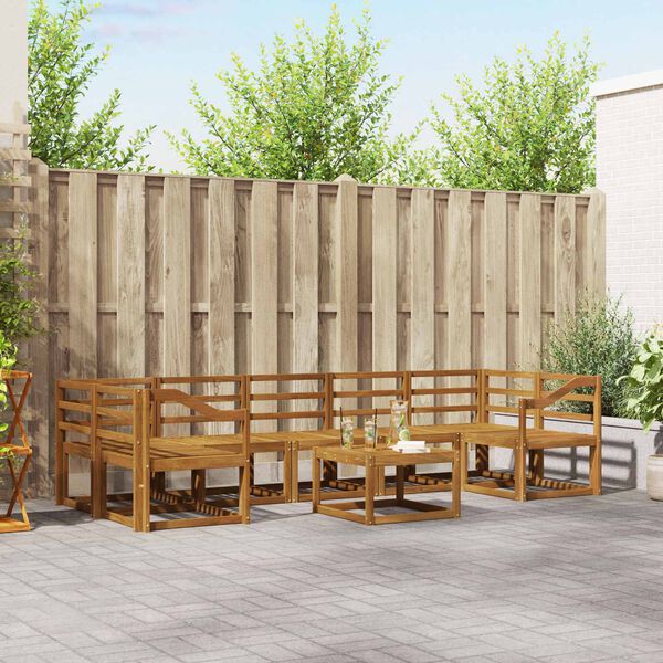 vidaXL Utend&oslash;rs sofa-sett 8 pcs Naturlig Solid akasietre