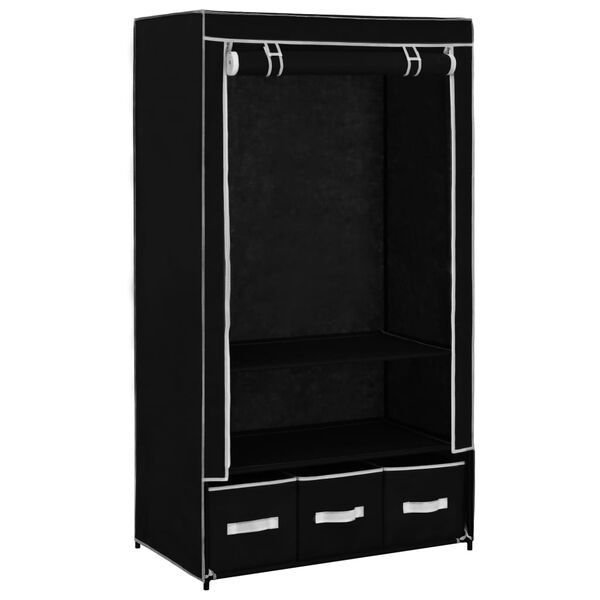 vidaXL Garderobe svart 87x49x159 cm stoff