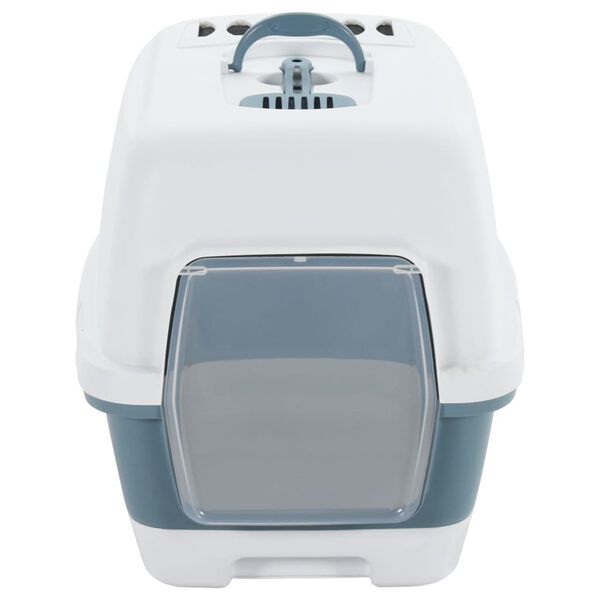 vidaXL Kattetoalett med deksel hvit og bl&aring; 58x45x48 cm PP