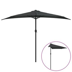 vidaXL Balkongparasoll med aluminiumsstang antrasitt 300x155 cm halv