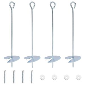 vidaXL Jordanker 4 pcs S&oslash;lv &Oslash;10 x 40 cm Galvanisert metall