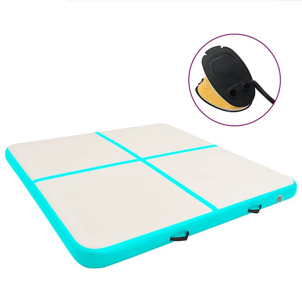 vidaXL Oppbl&aring;sbar gymnastikkmatte med pumpe 200x200x10 cm PVC gr&oslash;nn