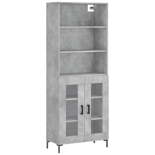 vidaXL Highboard betonggr&aring; 69,5x34x180 cm konstruert tre