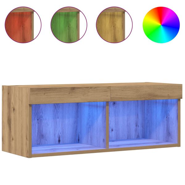 vidaXL TV-benksett med LED artisan eik 80 x 30 x 30 cm Konstruert tre