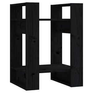 vidaXL Bokhylle/romdeler svart 41x35x57 cm heltre furu