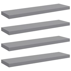 vidaXL Flytende vegghyller 4 stk gr&aring; 90x23,5x3,8 cm MDF
