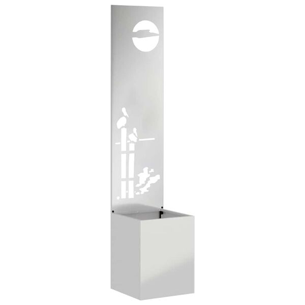 vidaXL Hageprivat skjerm Fretwork s&oslash;lv 32 x 140 cm Galvanisert st&aring;l