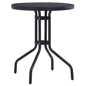 vidaXL Hagebord svart 80 cm st&aring;l og glass