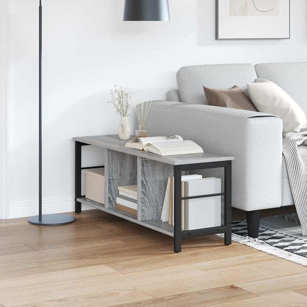 vidaXL Bokhylle Gr&aring; Sonoma 102 x 32 x 40,5 cm Konstruert tre