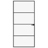 vidaXL Innerdør svart 93x201,5 cm herdet glass og aluminium slank
