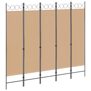 vidaXL 5-panel romdeler Beige 200 x 180 cm Stoff
