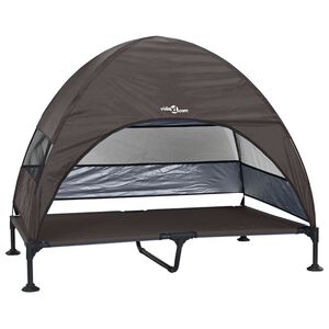 vidaXL Hevet Hundeseng Brun 127 x 81 x 108 cm Stoff og st&aring;l