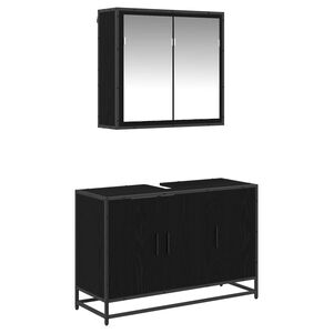 vidaXL Baderomsinnredningssett 2 stk. Svart Eik 90 x 33 x 60 cm