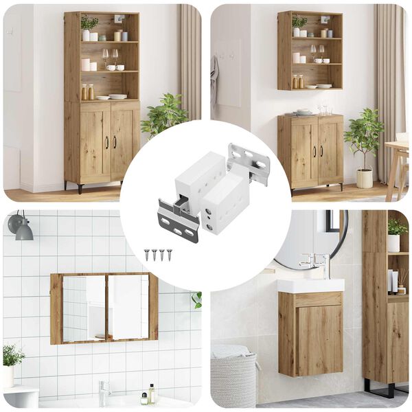 vidaXL Kabinett opphengsbrakett 12 pcs Hvit 70 x 48 x 19 mm