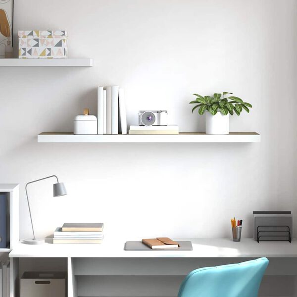 vidaXL Flytende vegghylle eik og hvit 120x23,5x3,8 cm MDF