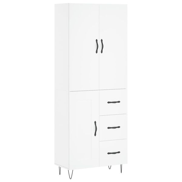 vidaXL Highboard hvit 69,5x34x180 cm konstruert tre