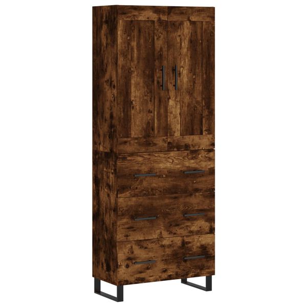 vidaXL Highboard r&oslash;kt eik 69,5x34x180 cm konstruert tre
