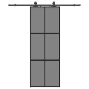 vidaXL Skyved&oslash;r med monteringssett svart 76x205 cm herdet glass