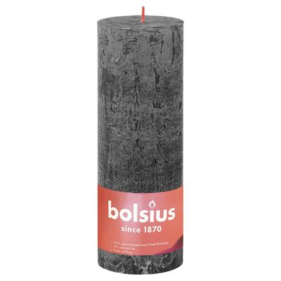 Bolsius Rustikke søylelys Shine 4 stk 190x68 mm stormende grå