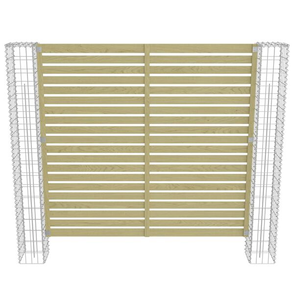 vidaXL Hagegjerdepanel med gabionstolper furu 180x180 cm