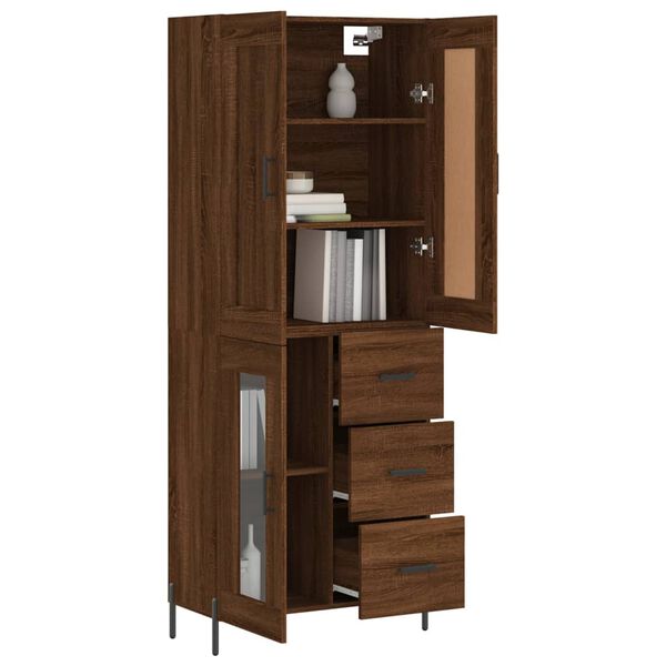 vidaXL Highboard brun eik 69,5x34x180 cm konstruert tre