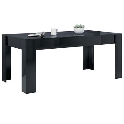 vidaXL Spisebord høyglans svart 180x90x76 cm sponplate