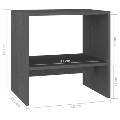 vidaXL Nattbord 2 stk grå 40x30,5x40 cm heltre furu