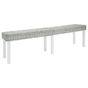 vidaXL Benk hvit 160x35x45 cm naturlig kubu-rotting og heltre mahogni