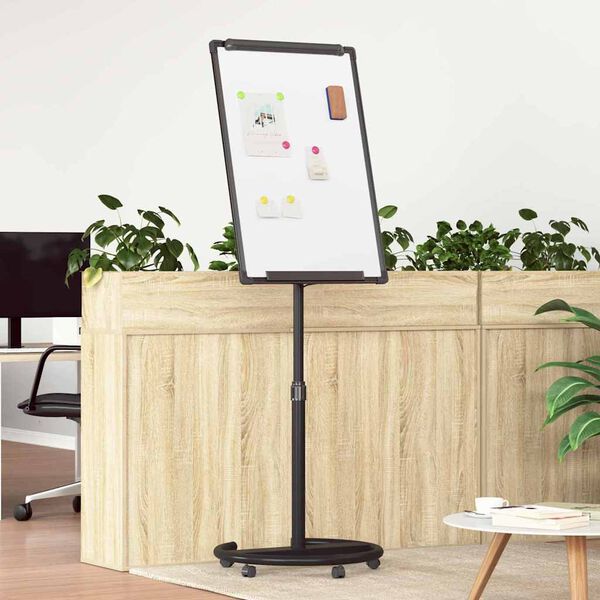 vidaXL Magnetisk whiteboard Hvit og svart 62 x 62 x 195 cm EPS