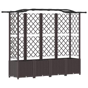 vidaXL Hevet Bed med Trellis og Tak Brun 204 x 40 x 141 cm PP