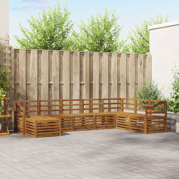 vidaXL Sofasett 8 pcs Naturlig Solid akasietre
