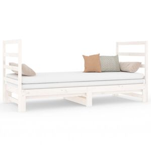 vidaXL Uttrekkbar dagseng hvit 2x(90x190) cm heltre furu
