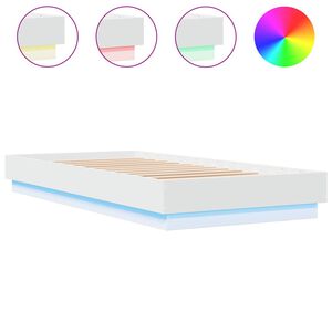 vidaXL Sengeramme med LED-lys hvit 100x200 cm