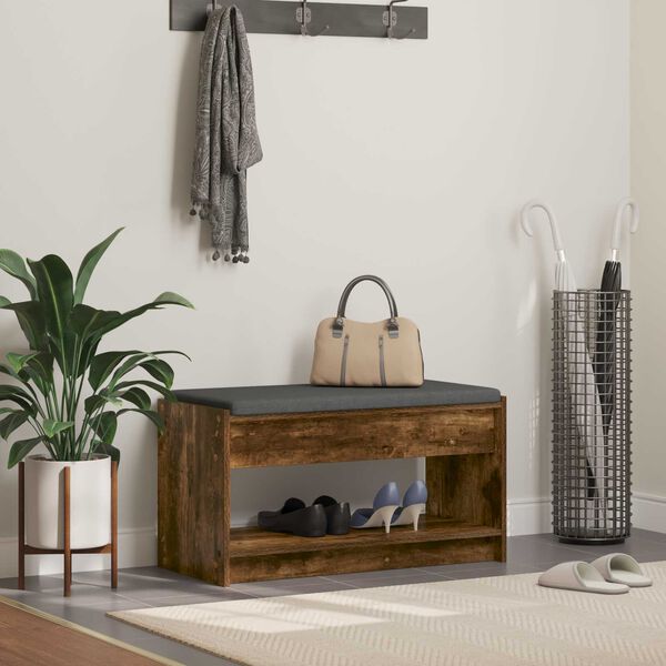 vidaXL Gangbenk R&oslash;kt Eik 83 x 38 x 45 cm Konstruert treverk og stoff