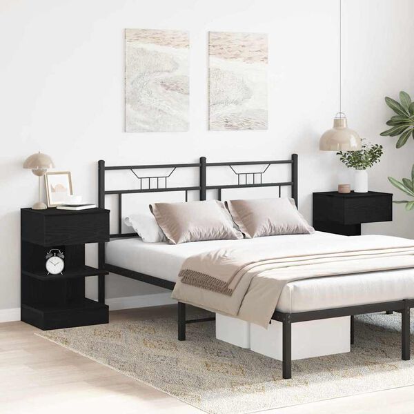 vidaXL Nattbordskap 2 pcs Svart Eik 40 x 35 x 65 cm Konstruert tre