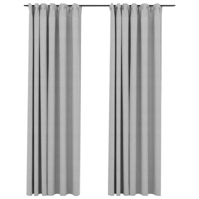 vidaXL Lystette gardiner med kroker og lin-design 2 stk grå 140x225 cm