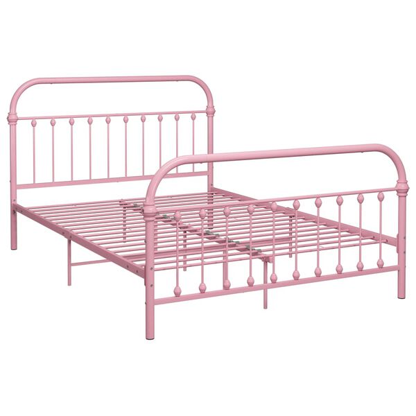 vidaXL Sengeramme rosa metall 140x200 cm