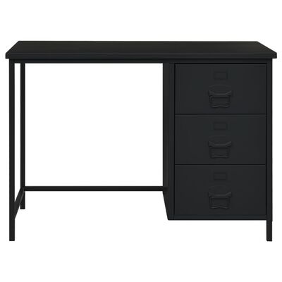 vidaXL Industrielt skrivebord med skuffer svart 105x52x75 cm stål
