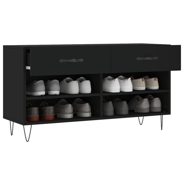 vidaXL Skobenk svart 102x35x55 cm konstruert tre