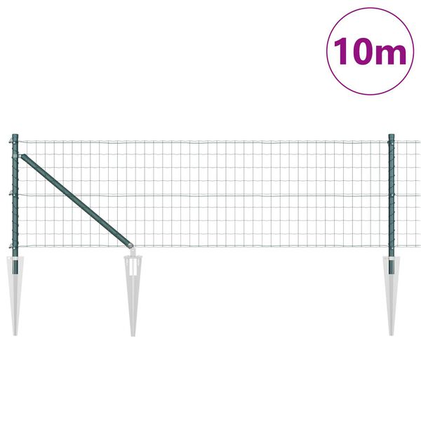 vidaXL Gjerde med stolpe gr&oslash;nn 0,4 x 10 m St&aring;l og PVC