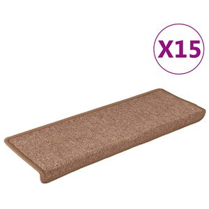 vidaXL Trappematter 15 stk 65x21x4 cm brun rektangul&aelig;r kant