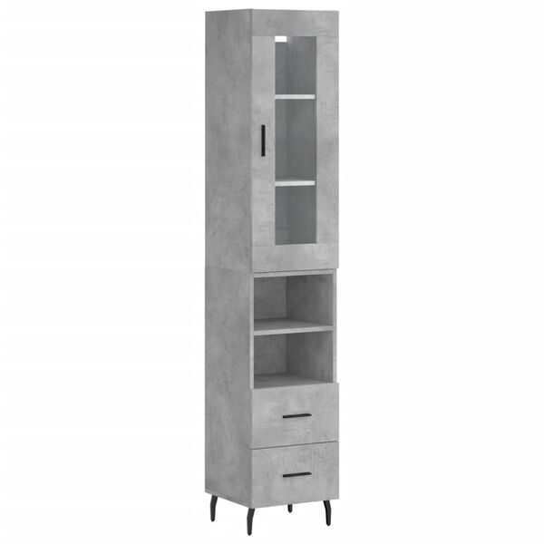 vidaXL Highboard betonggr&aring; 34,5x34x180 cm konstruert tre